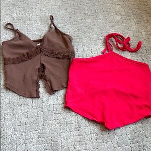 Hollister Brown and Red Women's Top Set Size XS